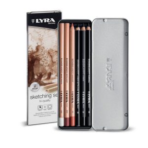 Creioane LYRA Rembrandt Sketching, pentru desene si schite, 6 buc/cutie metalica