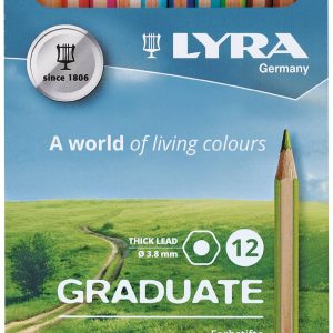 Creioane colorate LYRA Graduate Graphite, 12 culori/cutie