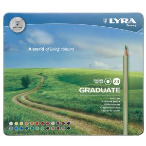 Creioane colorate LYRA Graduate Graphite, 24 culori/cutie metalica