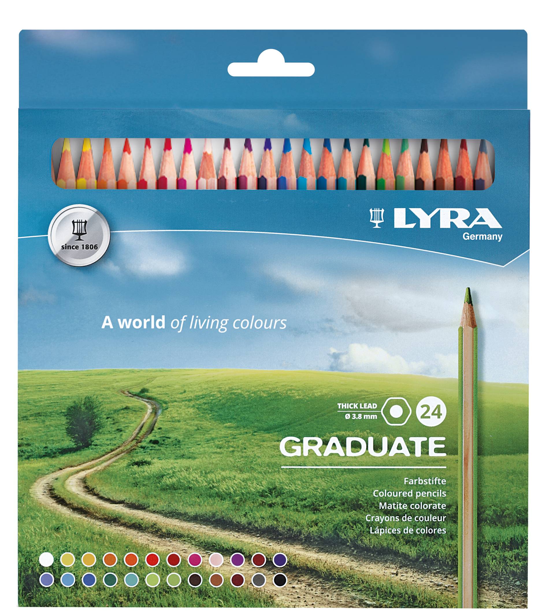 Creioane colorate LYRA Graduate Graphite, 24 culori/cutie