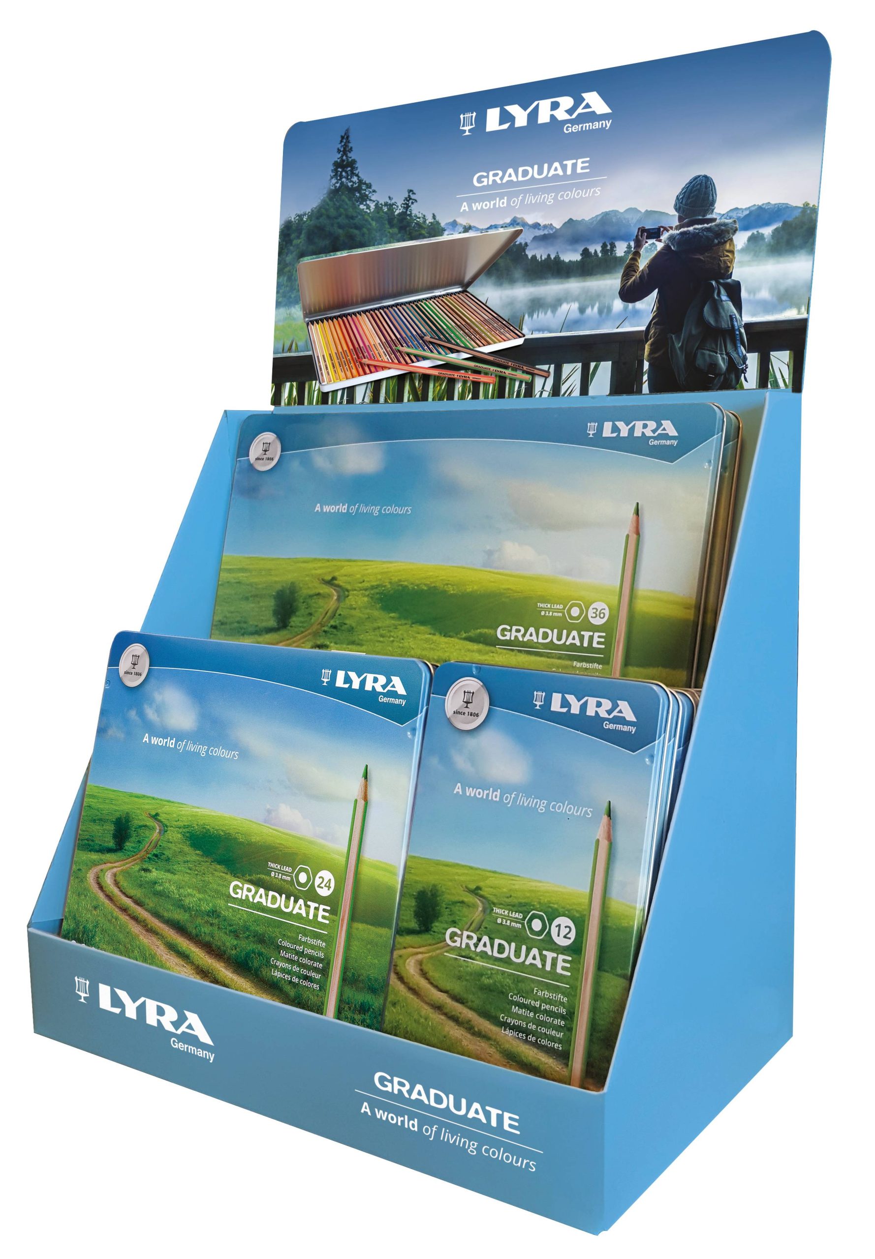 Display cutii metalice cu creioane colorate LYRA Graduate Graphite