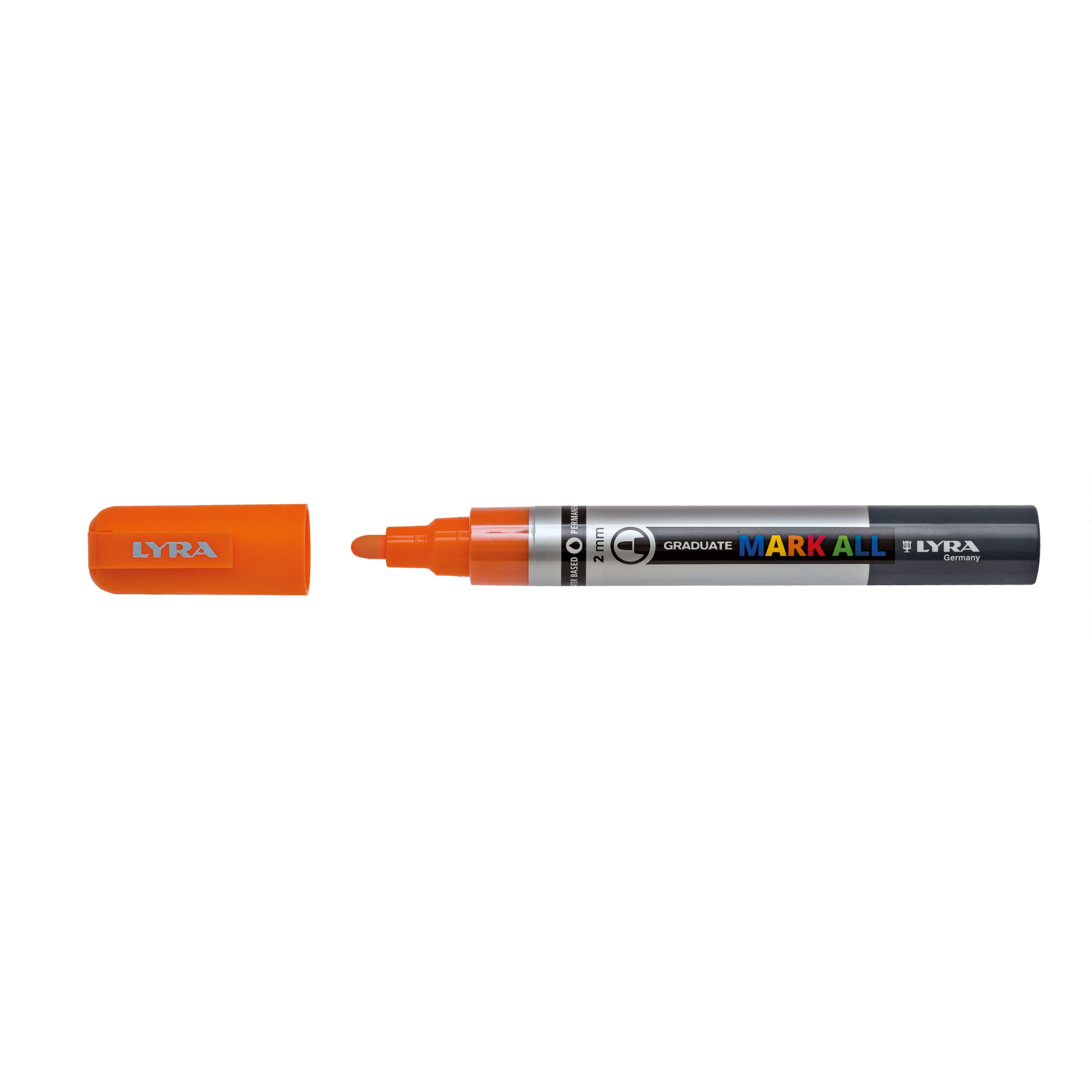Marker LYRA Graduate Mark All, pe baza de apa, varf 2mm, pentru orice suprafata - orange
