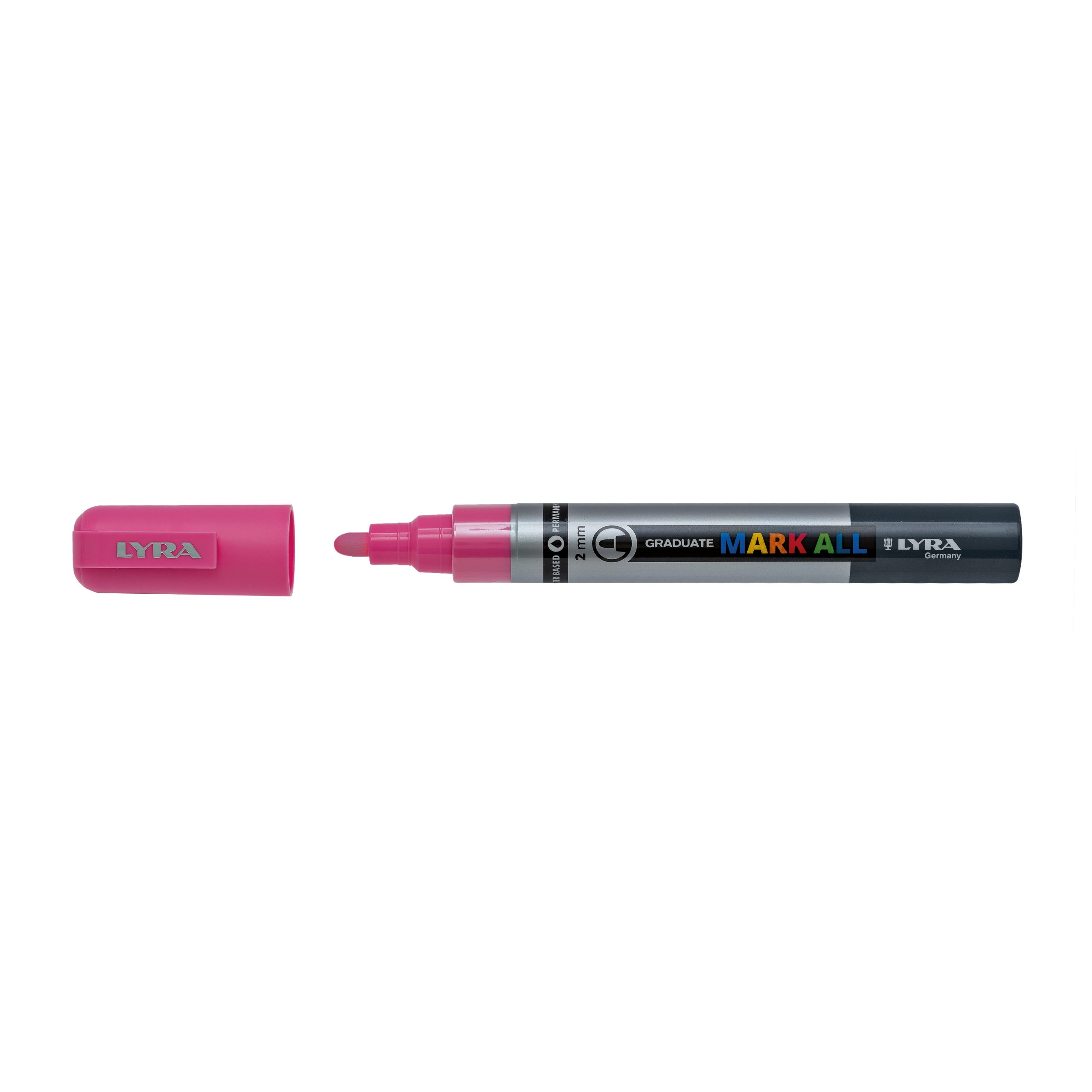 Marker LYRA Graduate Mark All, pe baza de apa, varf 2mm, pentru orice suprafata - roz