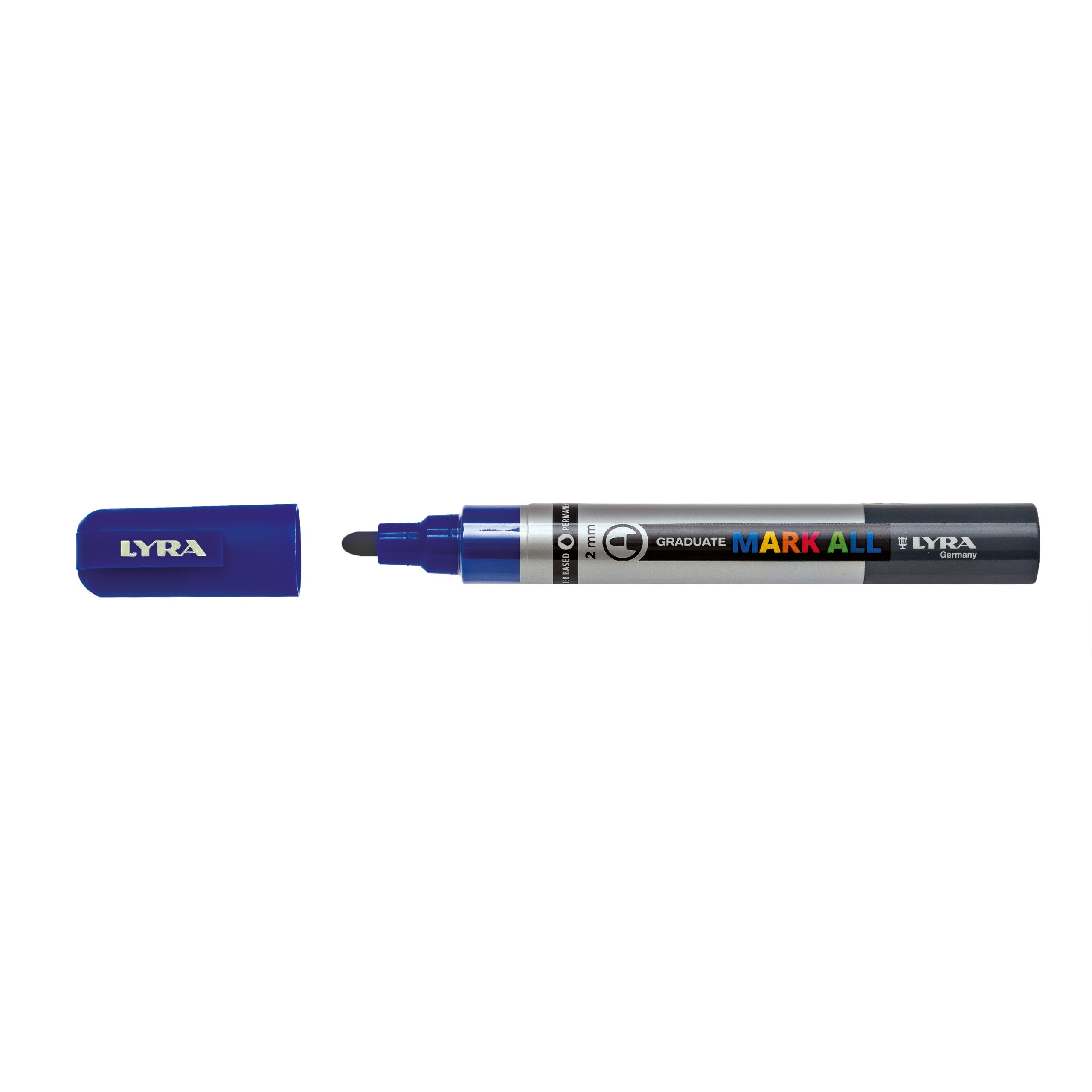 Marker LYRA Graduate Mark All, pe baza de apa, varf 2mm, pentru orice suprafata - bleumarin