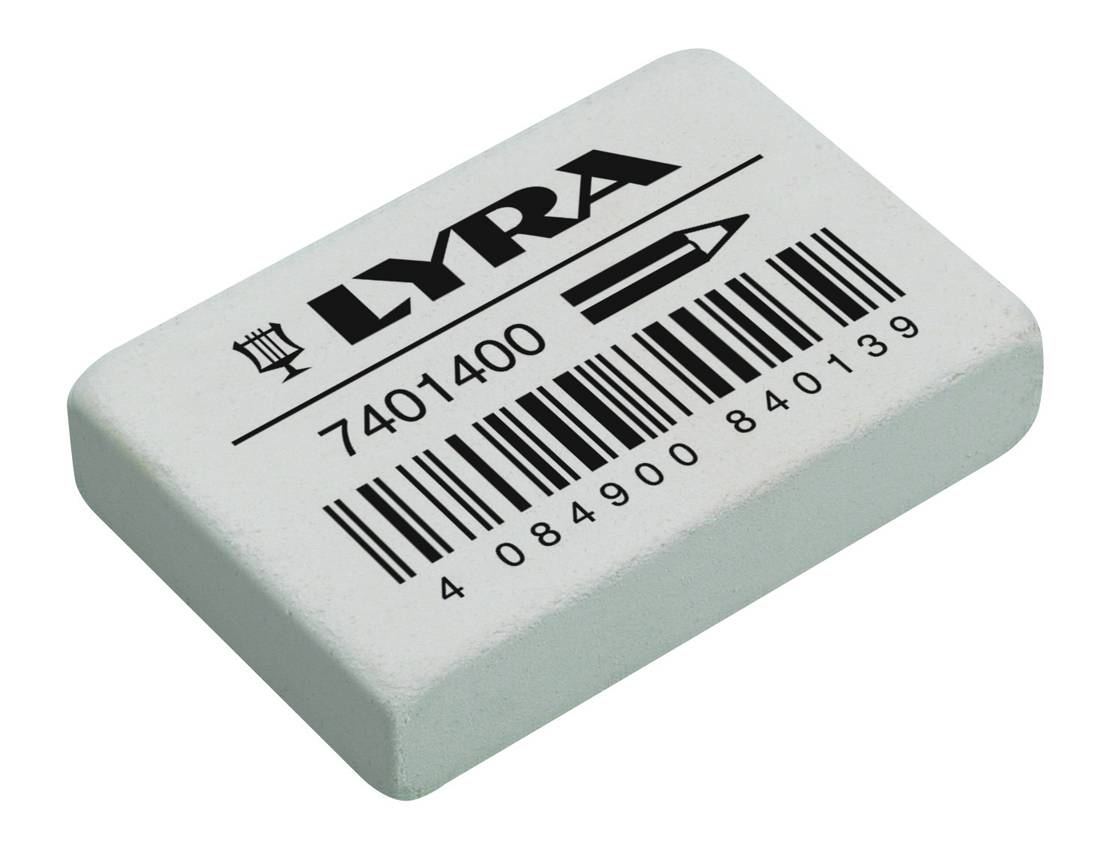 Radiera cauciuc LYRA India, 38x25x9mm, pentru creion - gri