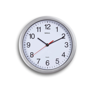 Ceas de perete, D-25 cm, cifre arabe, cadran alb, MAUL Run - rama plastic argintie