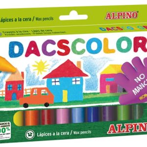 Creioane cerate semi-soft, cutie carton, 12 culori/cutie, ALPINO DacsColor