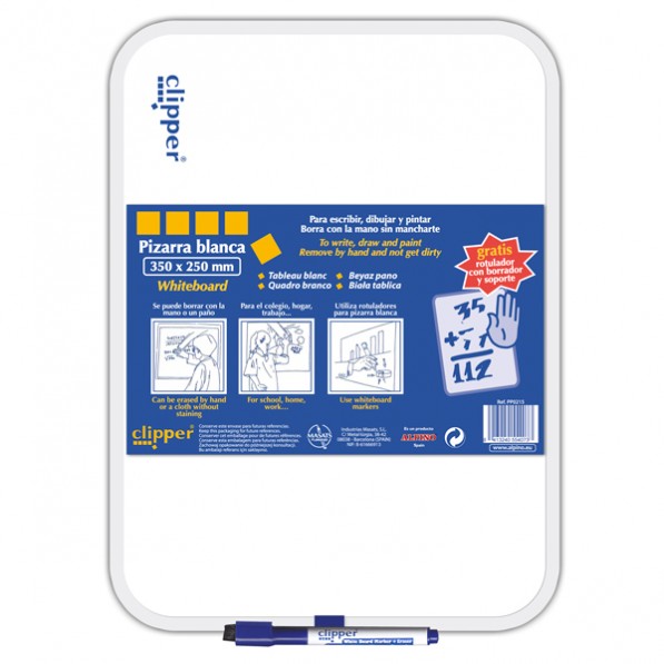 Tablita pentru scris 35 x 25 cm + marker, CLIPPER - alba