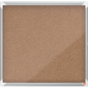 Avizier NOBO Premium Plus, interior, pluta, 6x A4, cu usa si cheie, natur