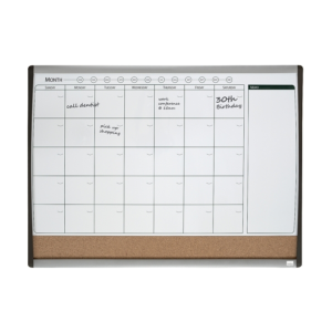 Organizator NOBO Combo, lunar, magnetic si pluta, 58.5x43 cm + marker, burete si magneti, negru