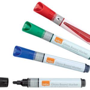 Marker NOBO, pentru table si flipcharturi din sticla, varf 3 mm, 4 buc/cutie, diverse culori