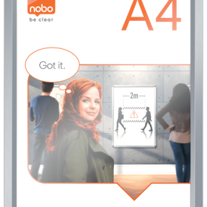 Rama pentru perete NOBO Impression Pro, aluminiu, cu clip, A4, gri