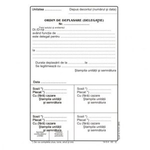 Ordin deplasare MODEL VECHI A5, 100 coli/carnet - vertical