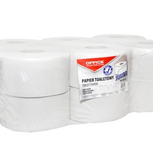 Hartie igienica alba, 120m - 1 strat, 12 role/bax, Office Products Jumbo - hartie reciclata