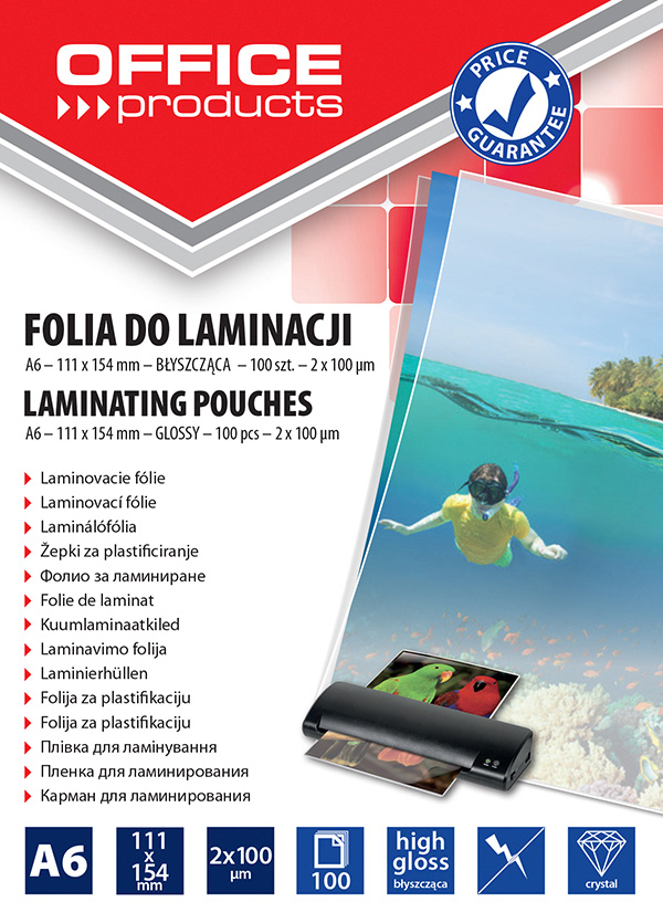 Folie pentru laminare, A6 100 microni 100buc/top Office Products