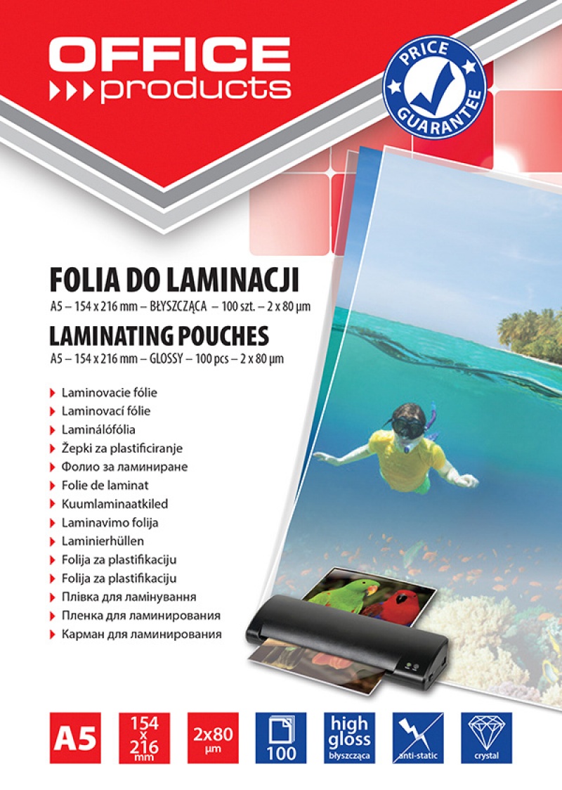 Folie pentru laminare, A5 80 microni 100buc/top Office Products