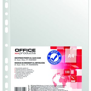 Folie protectie pentru documente A4, 30 microni, 100 folii/set, Office Products - cristal