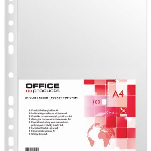 Folie protectie pentru documente A4, 50 microni, 100 folii/set, Office Products - cristal