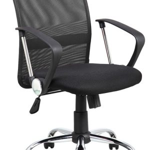 Scaun de birou, brate plastic, rotile, mesh textil/stofa, Office Products Lipsi - negru