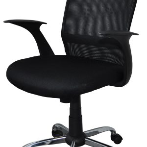 Scaun de birou, brate plastic, rotile, mesh textil, Office Products Rhodos - negru