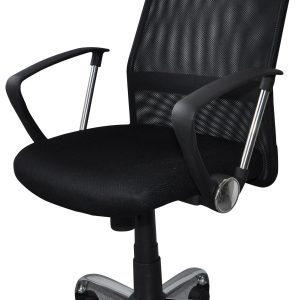 Scaun de birou, brate metalice, rotile, mesh textil/piele ecologica, Office Products Corfu - negru