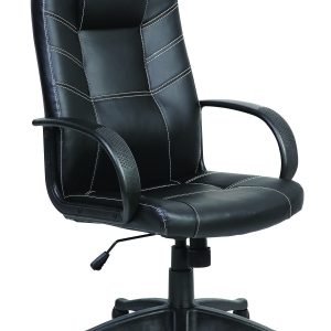 Scaun de birou, brate plastic, rotile, piele ecologica, Office Products Corsica - negru
