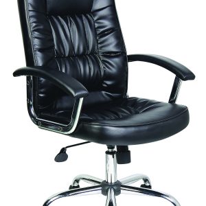 Scaun de birou, brate metalice, rotile, piele ecologica eleganta, Office Products Cyprus - negru