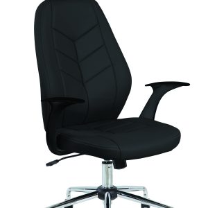 Scaun de birou, brate plastic, rotile, piele ecologica eleganta, Office Products Tenerife - negru