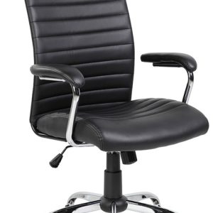 Scaun de birou, brate plastic, rotile, piele ecologica, Office Products Ibiza - negru