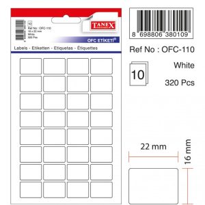 Etichete autoadezive albe, 16 x 22 mm, 320 buc/set, TANEX