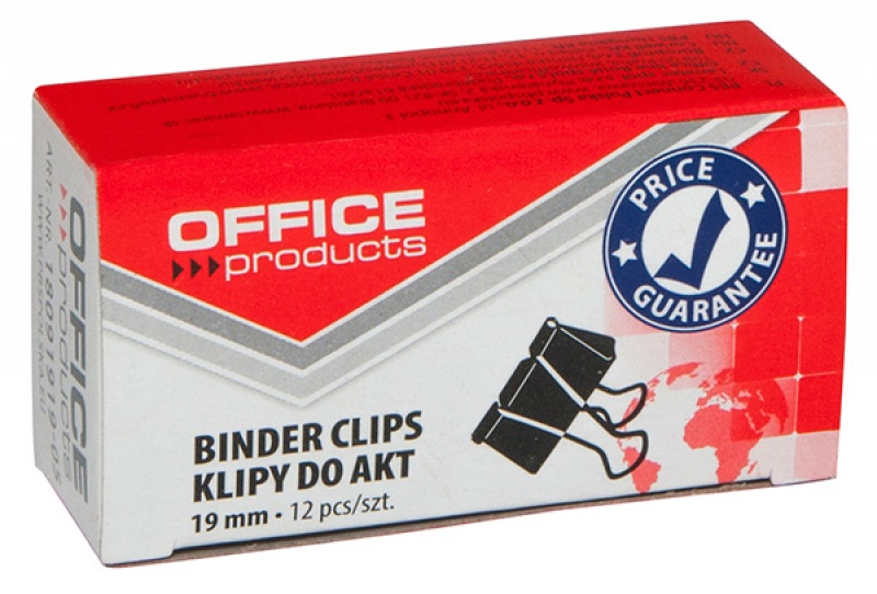 Clip hartie 19mm, 12buc/cutie, Office Products - negru