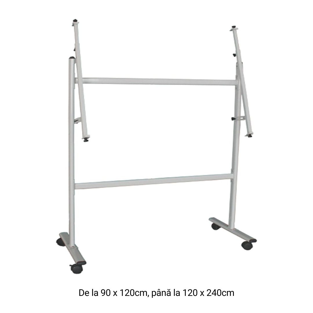 Stand metalic pentru panouri de la 90 x 120cm pana la 120 x 240cm, pe rotile, Optima