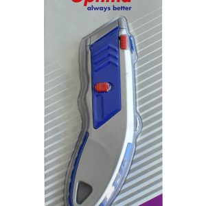 Cutter Optima Pro, lama trapezoidala + 5 rezerve SK5, cu auto-incarcare, zinc cu rubber grip