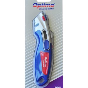 Cutter Optima Pro, lama trapezoidala + 4 rezerve SK2 tratate, 2 functiuni, zinc cu rubber grip