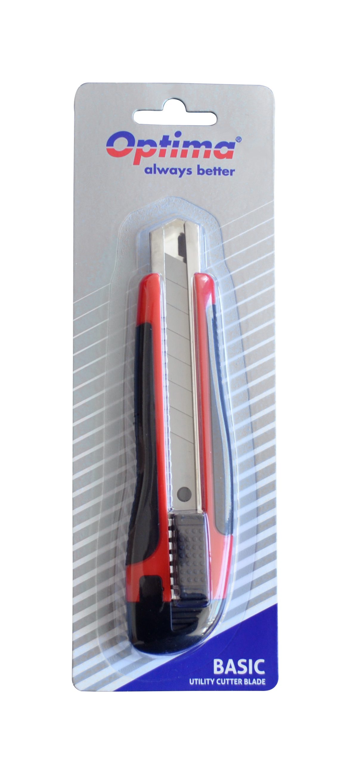Cutter Optima Basic, lama 18mm SK7, sina metalica, ABS cu rubber grip