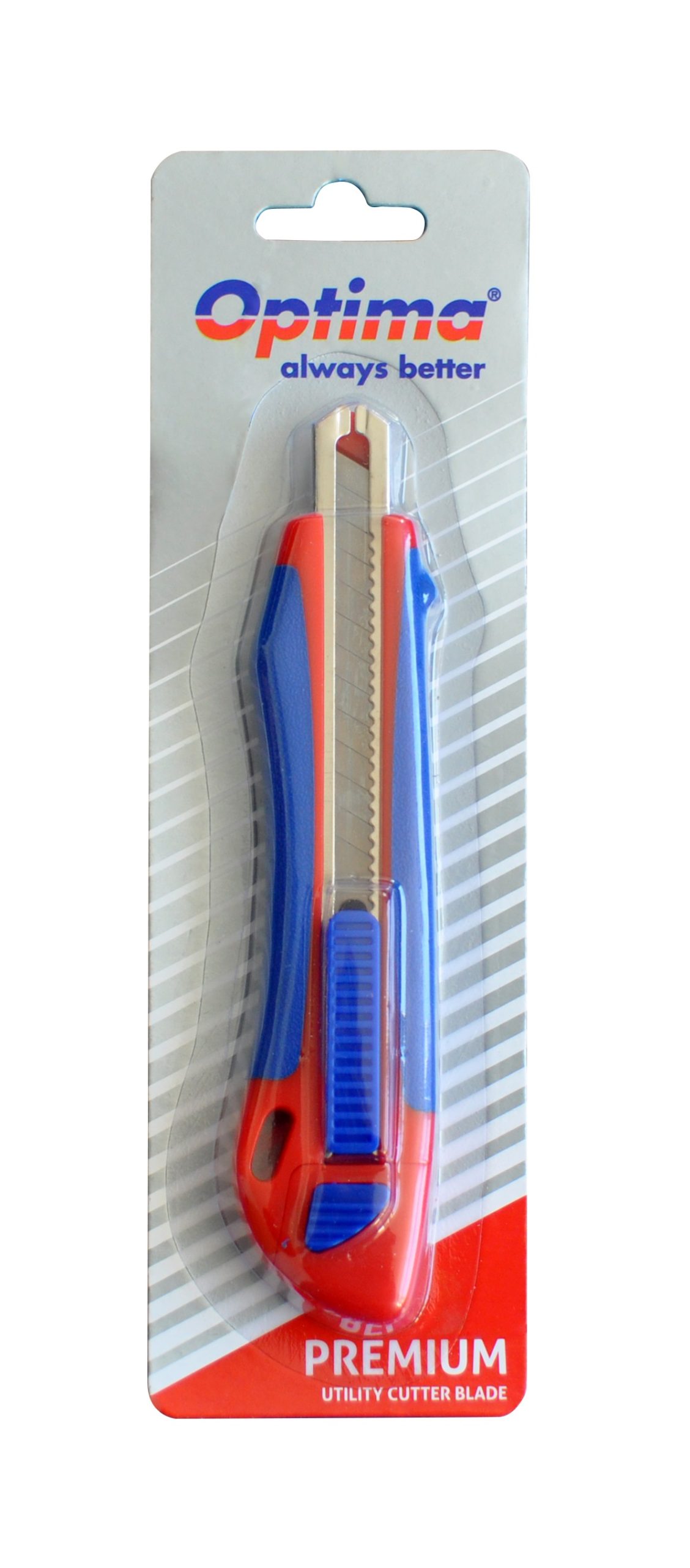 Cutter Optima Premium, lama 9mm + 2 rezerve SK5, auto-incarcare, sina metalica, ABS cu rubber grip