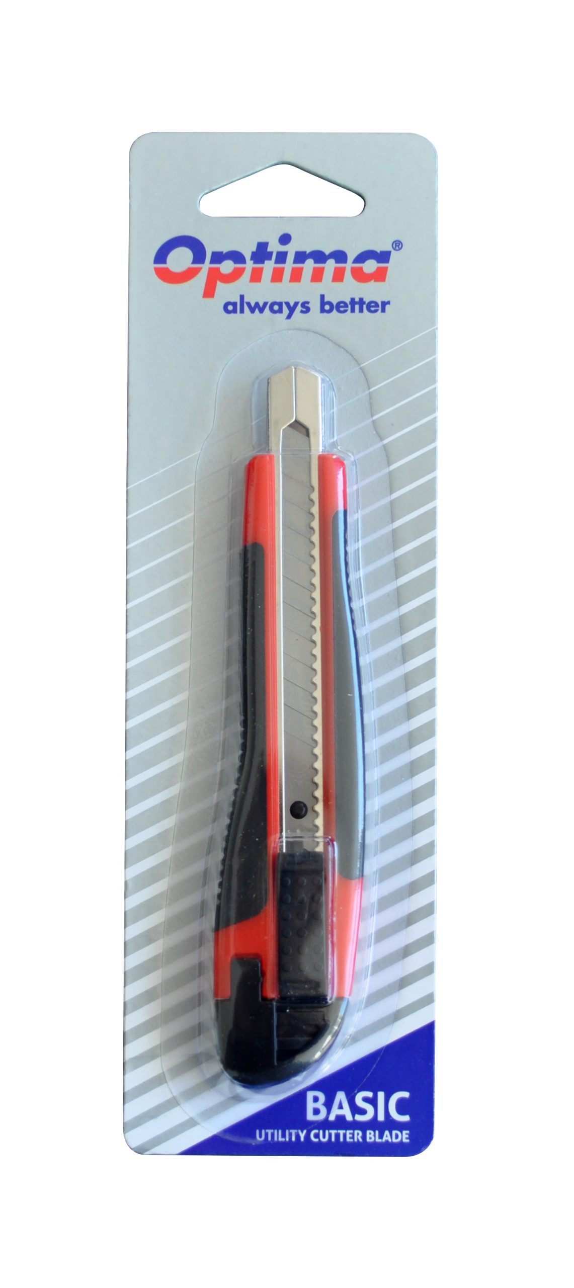 Cutter Optima Basic, lama 9mm SK7, sina metalica, ABS cu rubber grip