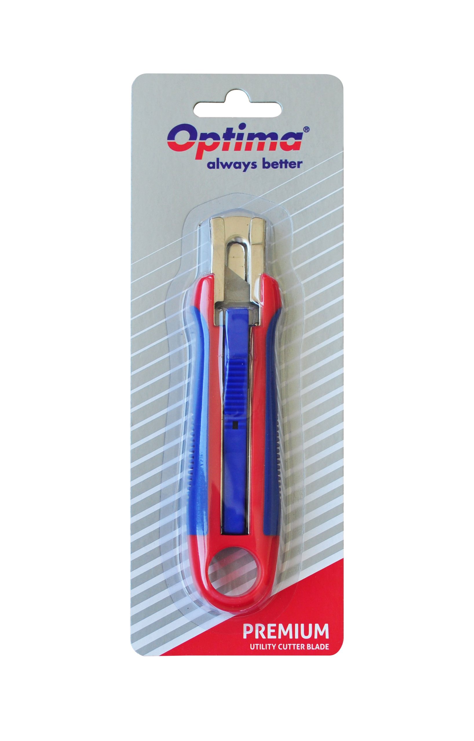 Cutter Optima Premium, lama trapezoidala SK5, auto-retractabil, sina metalica, ABS cu rubber grip