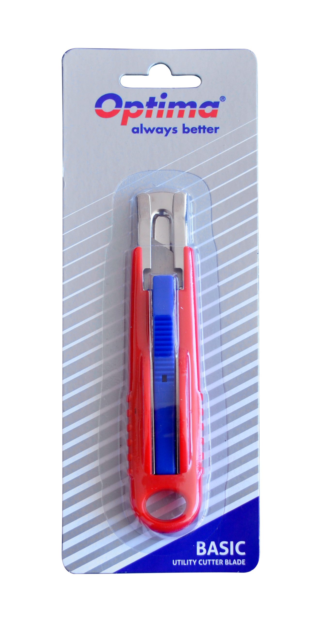 Cutter Optima Basic, lama trapezoidala SK5, auto-retractabil, sina metalica, ABS