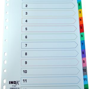 Index carton alb Mylar numeric 1-12, margine PP color, A4, 190g/mp, Optima