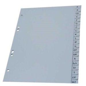 Index plastic gri, alfabetic A-Z, A4, 120 microni, Optima