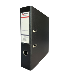 Biblioraft A4, plastifiat PP/paper, margine metalica, 75 mm, Optima Budget - negru