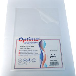 Mapa protectie "L" pentru documente A4, 90 microni, 25/set, Optima - transparent