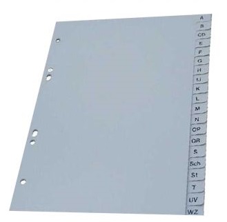 Index plastic gri, alfabetic A-Z, A5, 120 microni, Optima