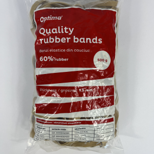Elastice pentru bani, 60% cauciuc, 500gr./punga, D120, grosime 8mm x 1.5mm, Optima - natural