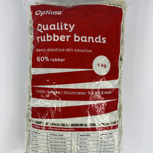 Elastice pentru bani, 60% cauciuc, 1kg/punga, D 30, grosime 1.5mm x 1.5mm, Optima - albe