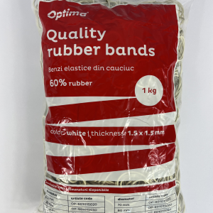 Elastice pentru bani, 60% cauciuc, 1kg/punga, D 40, grosime 1.5mm x 1.5mm, Optima - albe
