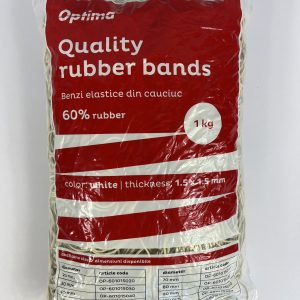 Elastice pentru bani, 60% cauciuc, 1kg/punga, D100, grosime 1.5mm x 1.5mm, Optima - albe