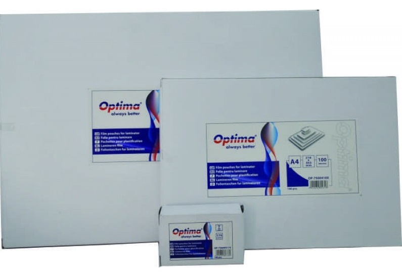 Folie laminare Optima, A6 (111 x 154 mm), 100 microni, 100 folii/top
