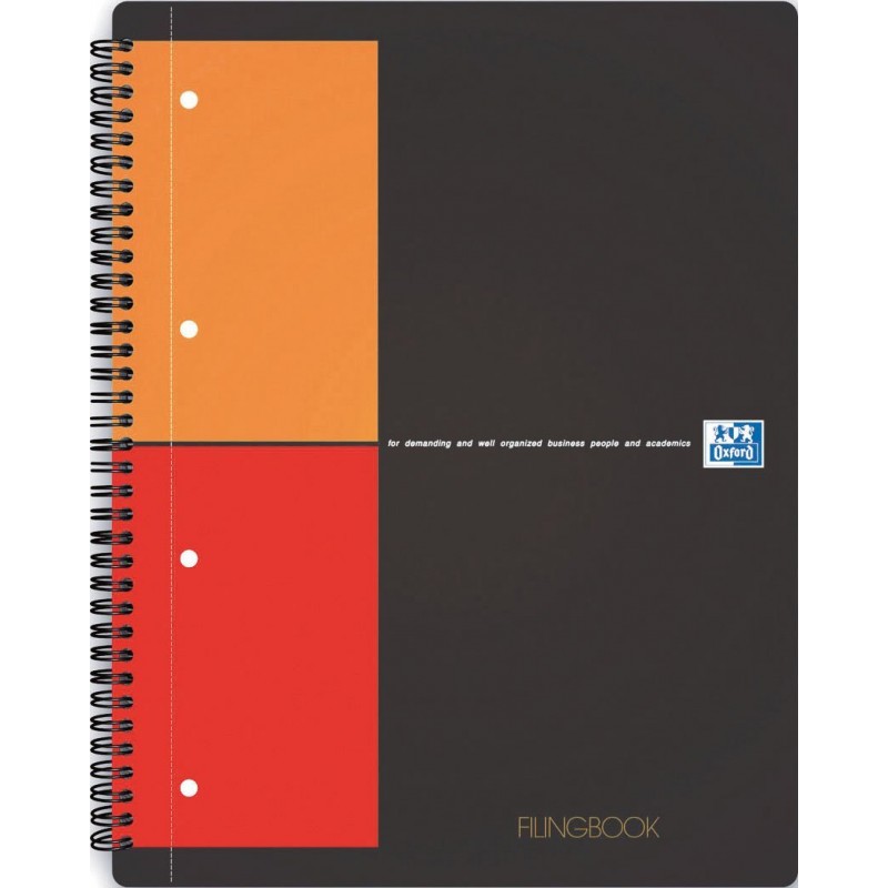 Caiet cu spirala, OXFORD Int. Filingbook, A4+, 100 file-80g/mp, hardcover, Scribzee - mate